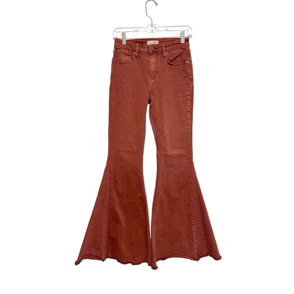 Shyanne Women's High Rise Super Flare Stretch Jeans Rust Red High Rise Size 27